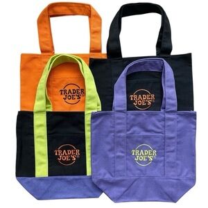 Trader Joe's Halloween Canvas Mini Tote Bags, Set of Four. NWT